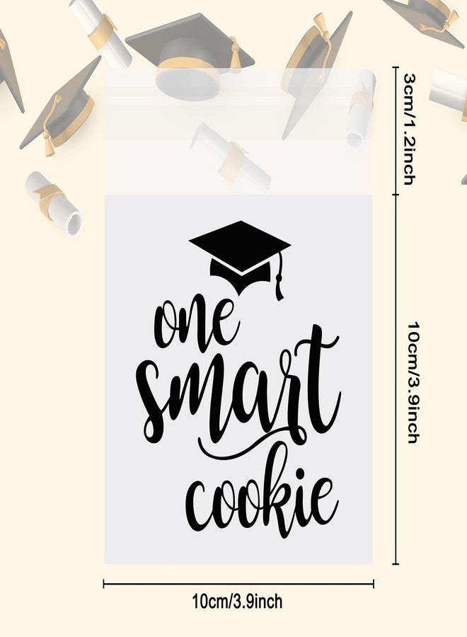 Whaline 320Pcs Graduation Self Adhesive Treat Bags One Smart Cookie Cellophane Gift Bags Clear Candy Bag Plastic Goodie Bag for Congrats Grad Party Snack Cookie Packing Supplies - Image 2